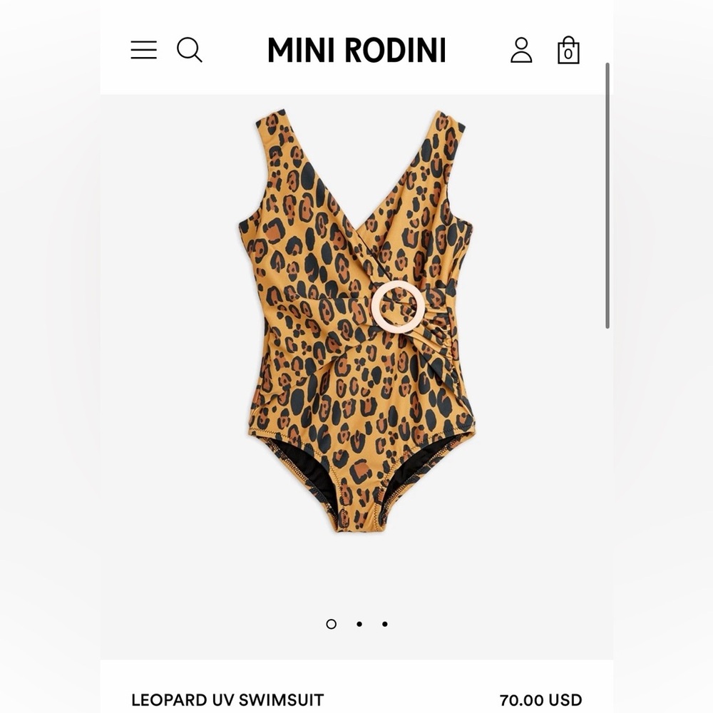 Mini Rodini SIZE 3-5 YRS Black and Tan Leopard Swim One- Piece